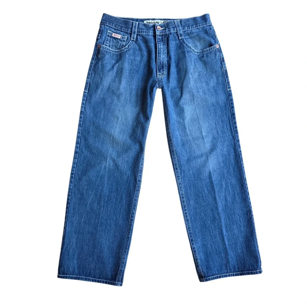 Avirex Baggy Wide Leg Jeans Size 38 (36x31) Blue Y2K Skater Grunge 90s Vintage